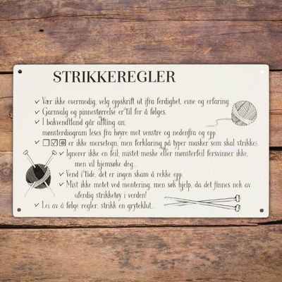 Skilt - Strikkeregler