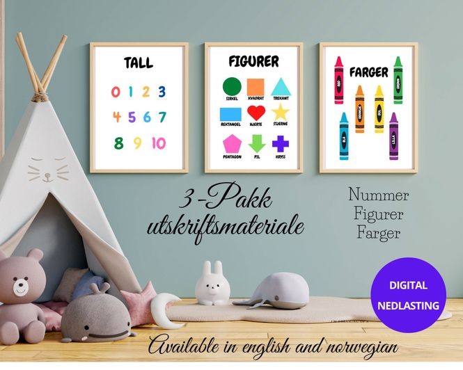 Hovedbilde Tall, figurer og farger - Digital fil