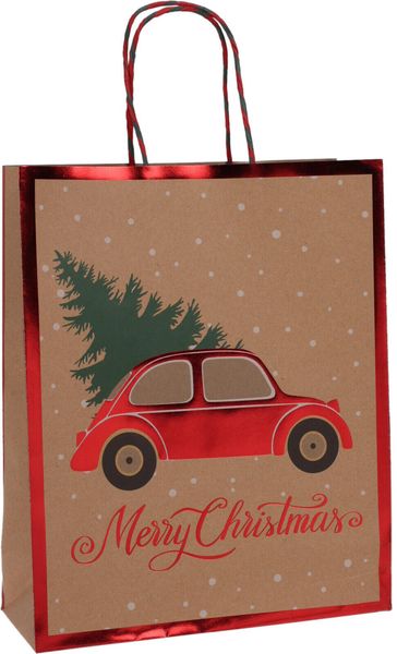Gavepose jul - Rød bil juletre