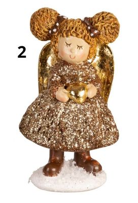 Figur jente / engel i brunt og gull - 2 varianter